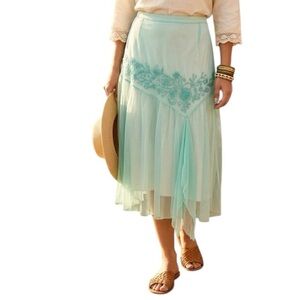 y2k PyramidCollection Aqua mesh floral embroider bead Fairy core skirt romance
